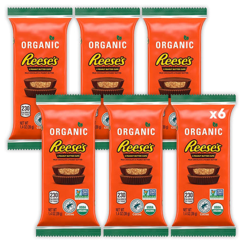 Reese's Organic Peanut Butter Cups Milk Chocolate Candy, 6 Pack (1.4oz each)